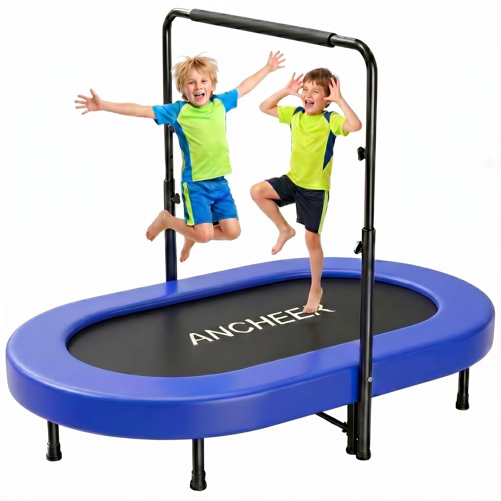 ANCHEER Trampoline for Kids, Toddler Trampoline Indoor Sports and Outdoor Games 56" Kids Rebounder 220LBS Capacity with Adjustable Safety Handrail Foldable Jumper for Boys and Girls