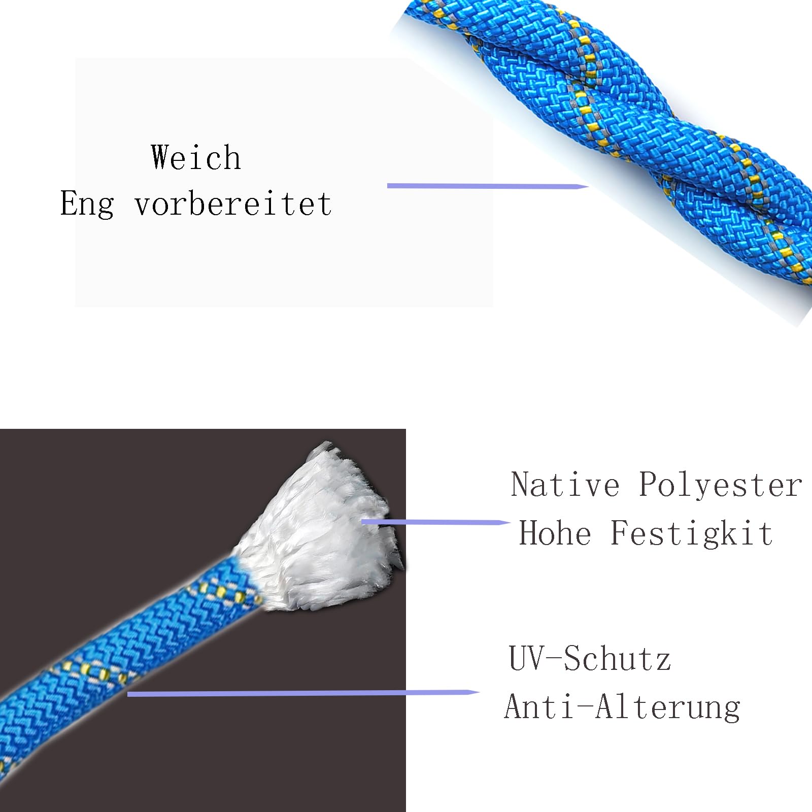 Linka polipropylenowa, niebieska, 12 mm - 30 m, lina nylonowa, gruba linka do użytku na zewnątrz, 12 mm (niebieska, 12 mm-30 metrów)