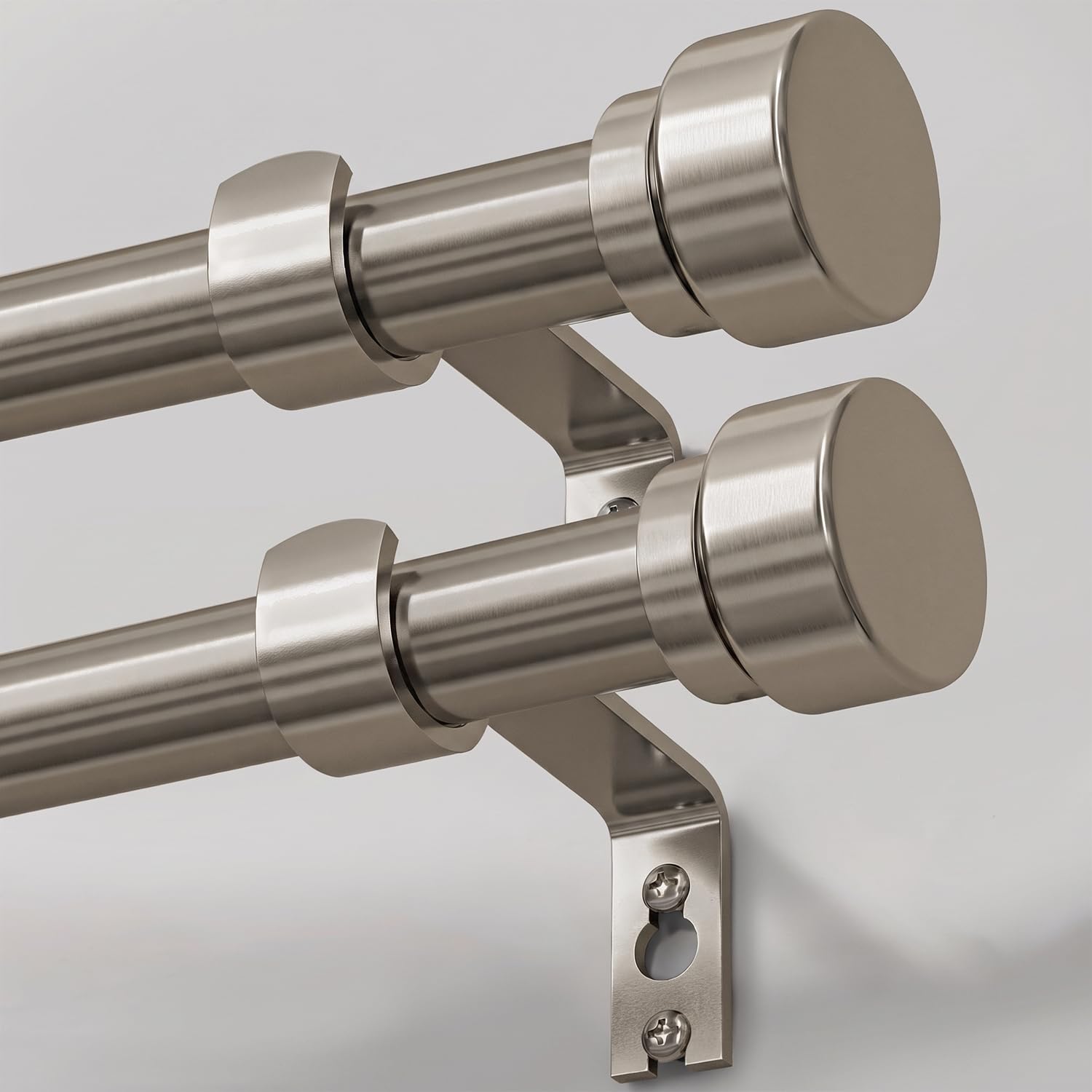 Lootkell 2 Pack Brushed Nickel Curtain Rods for Windows 48-84 Adjustable