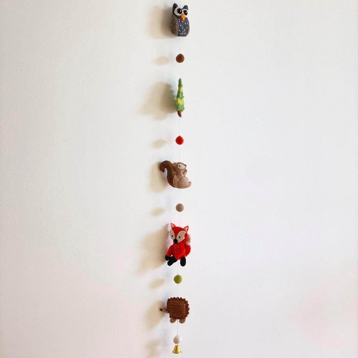 4ft Handmade Felt Forest Animals Christmas Garland, Forest Animals Garland, Camping Garlands for Tent, Kids Room Wall Hanging, Fair Trade Wool Felt Forest Animals Garland, Handmade Gift from Nepal