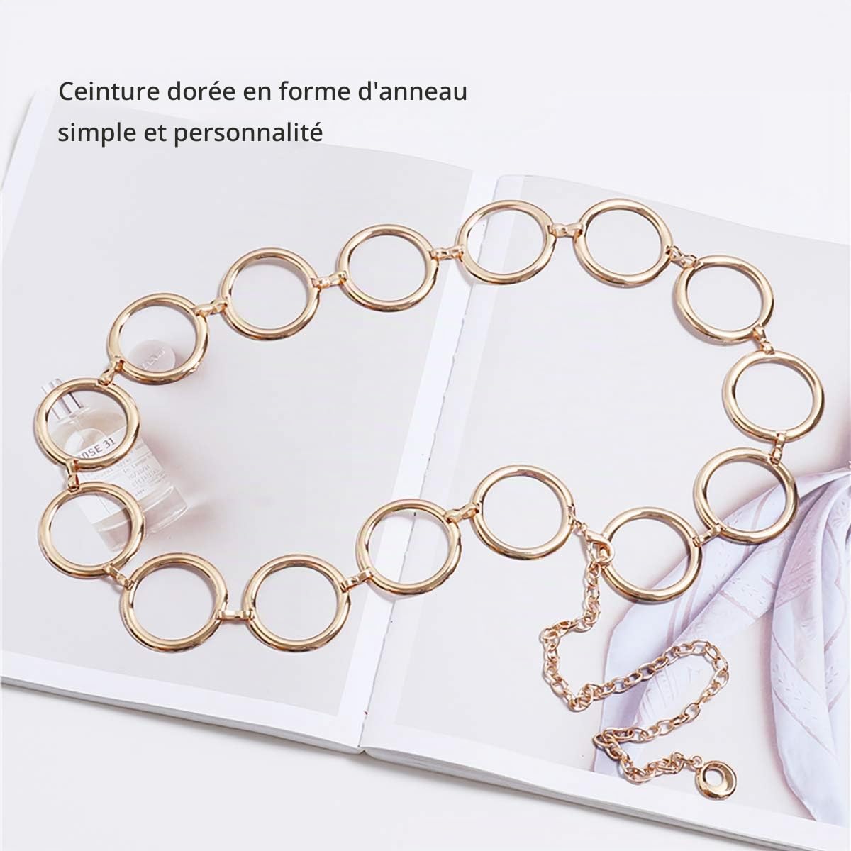 LumiSyne Mode Ceinture Chaîne Pour Femmes Anneau En Métal Chaîne De Taille Or Argenté Réglable Boucle Chaîne De Corps Robe Jeans Chaîne Pour Fête Mariage Quotidienne