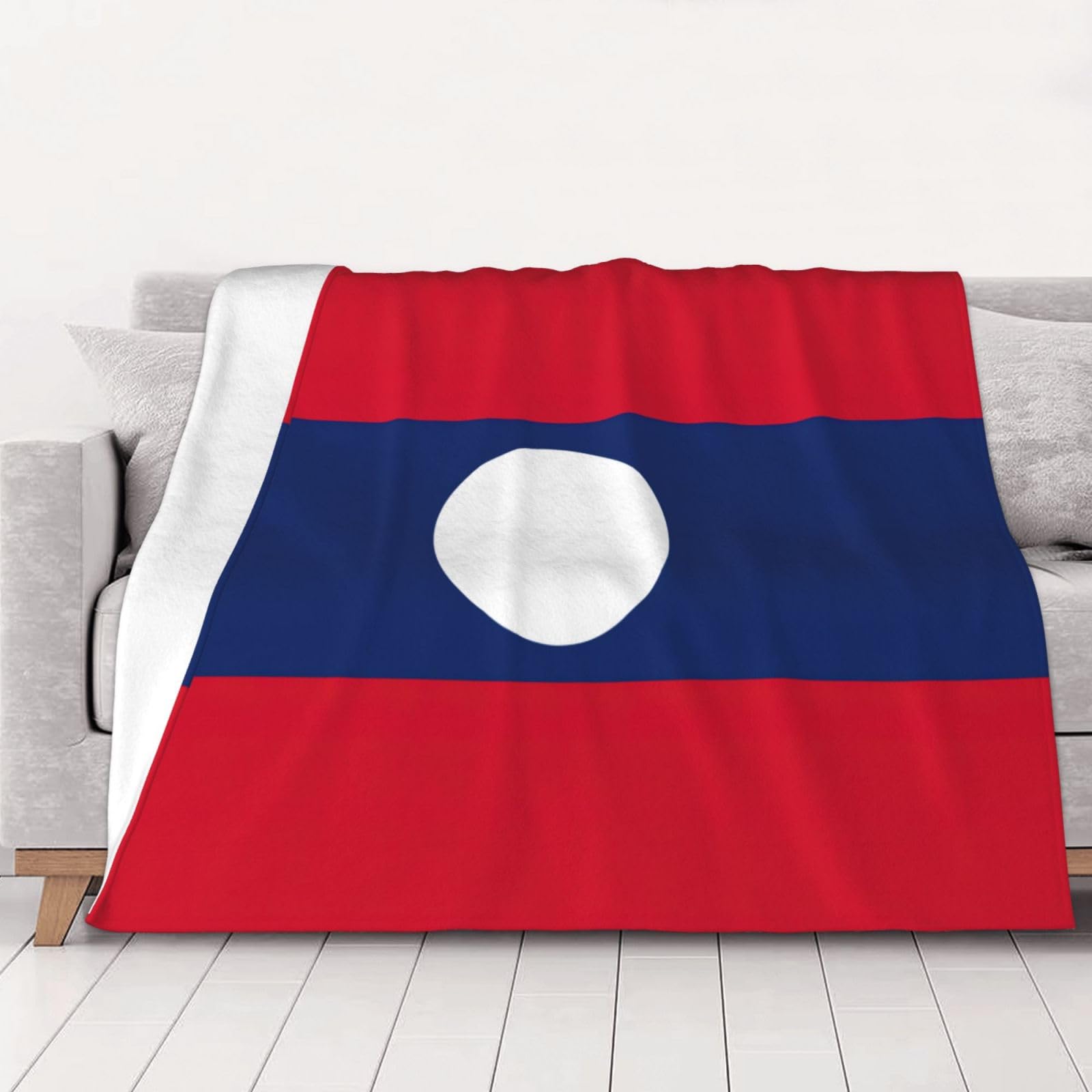 Couverture drapeau du Laos en flanelle de qualité supérieure toutes saisons