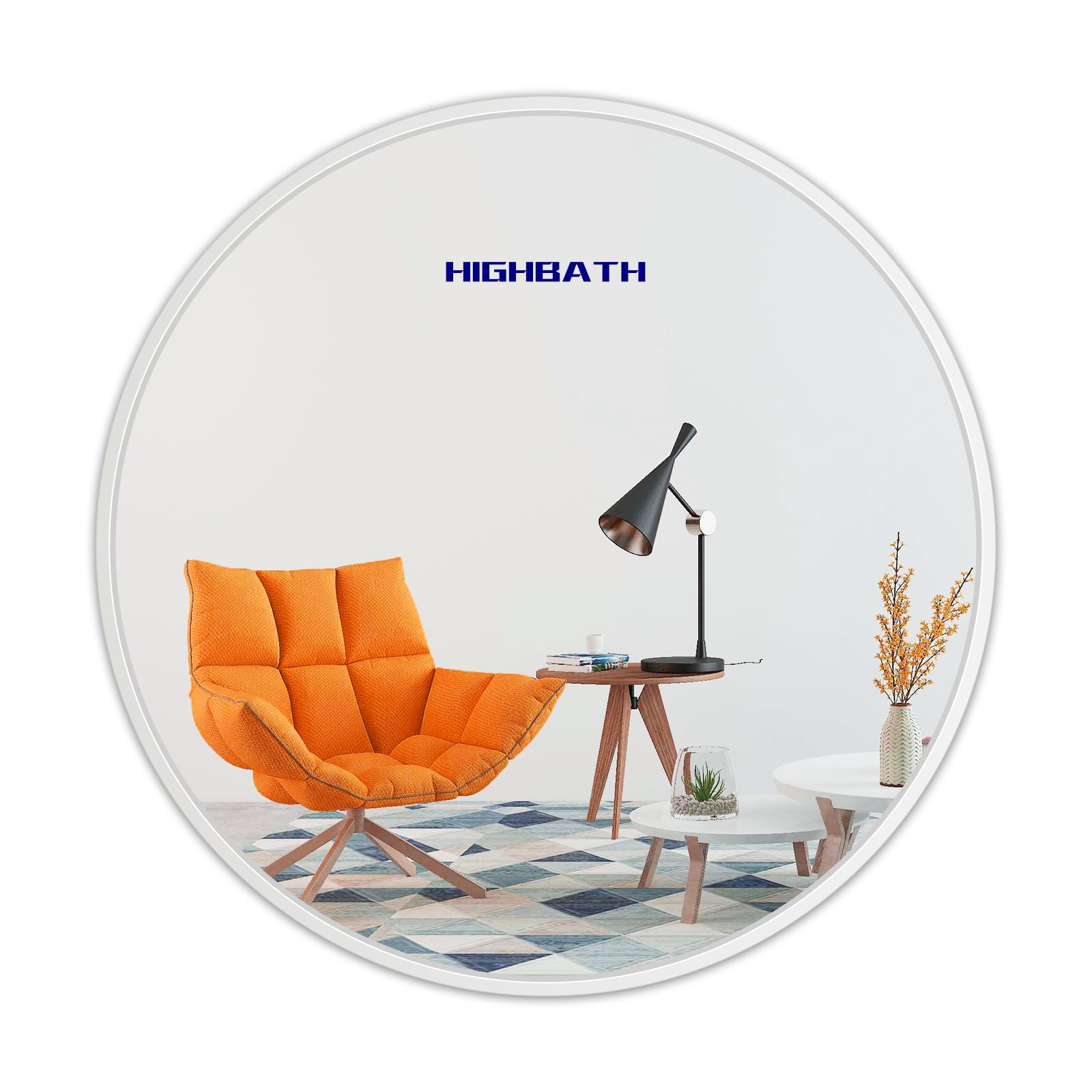 HIGHBATH Wall Mirror 70 cm with White Frame, Modern Round Hanging Mirror for Bathroom Bedroom Living Room Hallway, Wall Mounted Makeup Dressing Mirrors — image 1