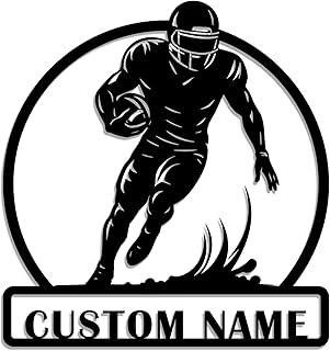 Personalized Running Football Player Metal Sign – Custom Name Sports Wal...