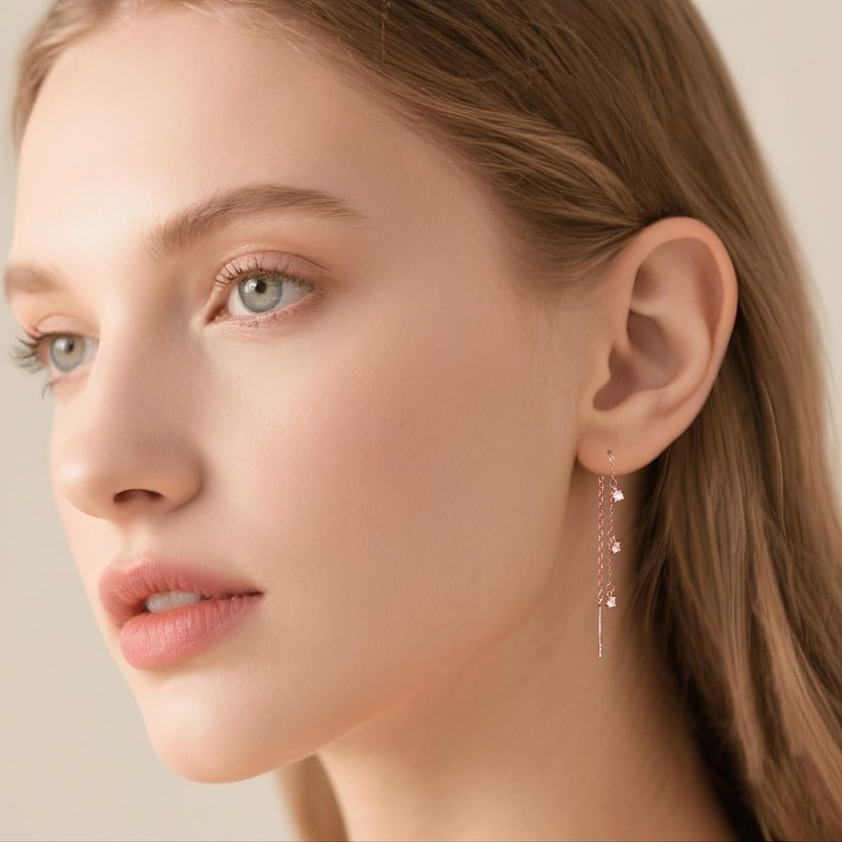 SLUYNZ Solid 925 Sterling Silver CZ Dangle Earrings Chain for Women Teens Threader Drop Earrings Tassel