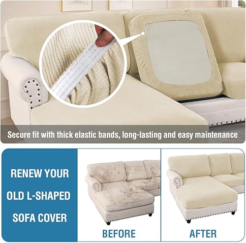 Miniatura 6 de H.VERSAILTEX Fundas para sofá modular, 8 piezas, fundas elásticas para sofá seccional, funda de sofá separada en forma de L para sofá izquierdo o