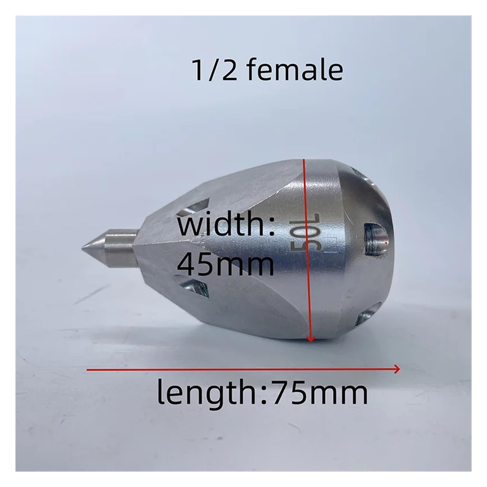 Boquilla de chorro de alcantarillado con punta de lanza hembra de 1/2", herramienta de limpieza de tuberías de alta presión de acero inoxidable Boquillas