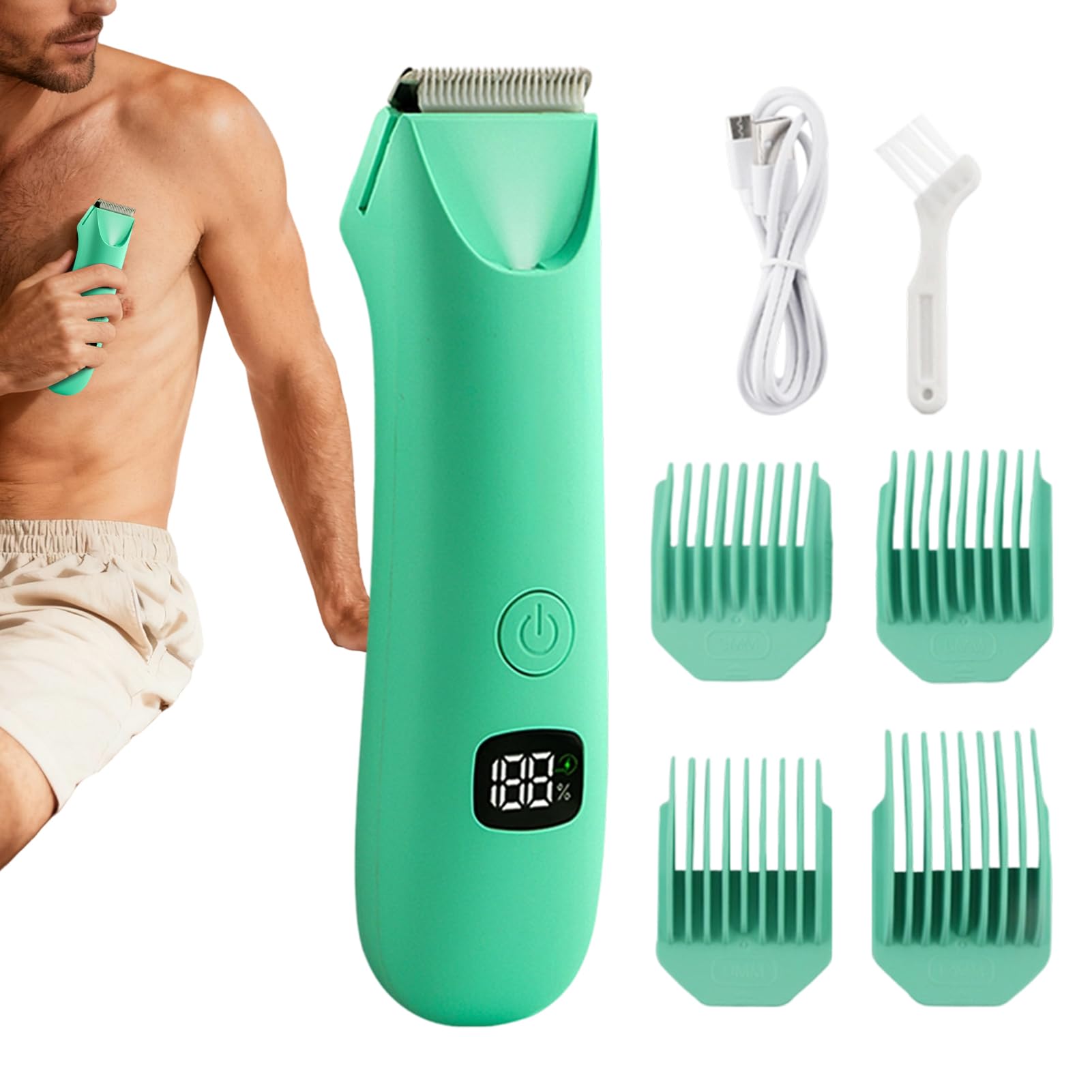 Men's Body Grooming Razor | Electric Personal Care with Digital Display | Body Hair Grooming Device | For Pubis Testicles Back Armpits Chest Arm Jam