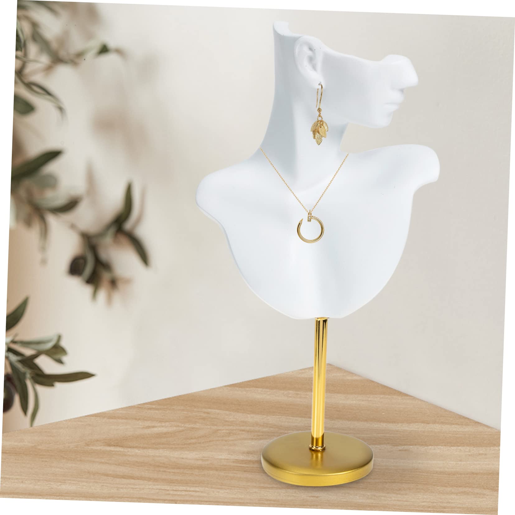 IMIKEYA Espositore Elegante e Bianca in e Metallo per Gioielli Resina Base Esposizione Leggero e Facile da Spostare, Supporto per Collane e Anelli in Negozi e Banchi
