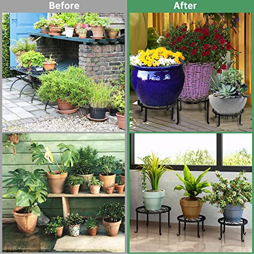 6 Pack Metal Plant Stand Indoor Outdoor Plants Holders-Flower Potted Stands Rack For Multiple Plants,Sturdy Iron Pot Round Shelf,Modern Stylish Holder Decoration For Garden Home Kitchen Yard Patio #TOP4