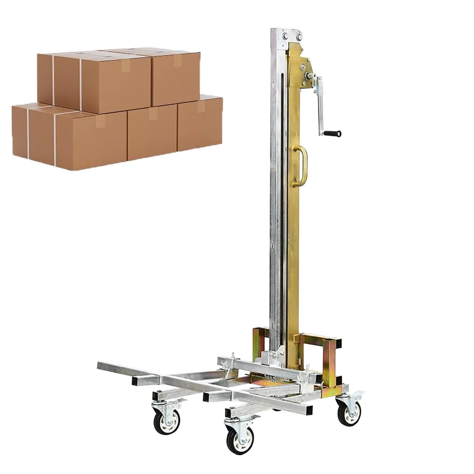 Impilatore di pallet manuale per impieghi gravosi, forcelle e altezza regolabili, sollevatore mobile per armadietti per magazzini, fabbriche e costruzioni, ideale per la movimentazione dei materiali