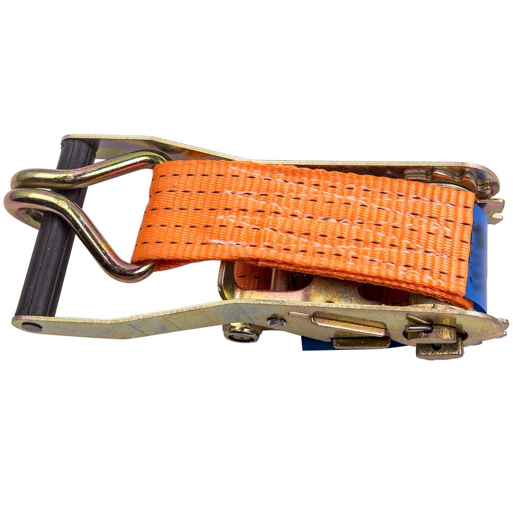 maXpeedingrods 10Pcs 5000kg Cinghie di ancoraggio con gancio 10m, EN 12195-2 Cinghia Di Fissaggio, Cinghia Di Tensione professionali con Cricchetto e Gancio, due parti 50mm