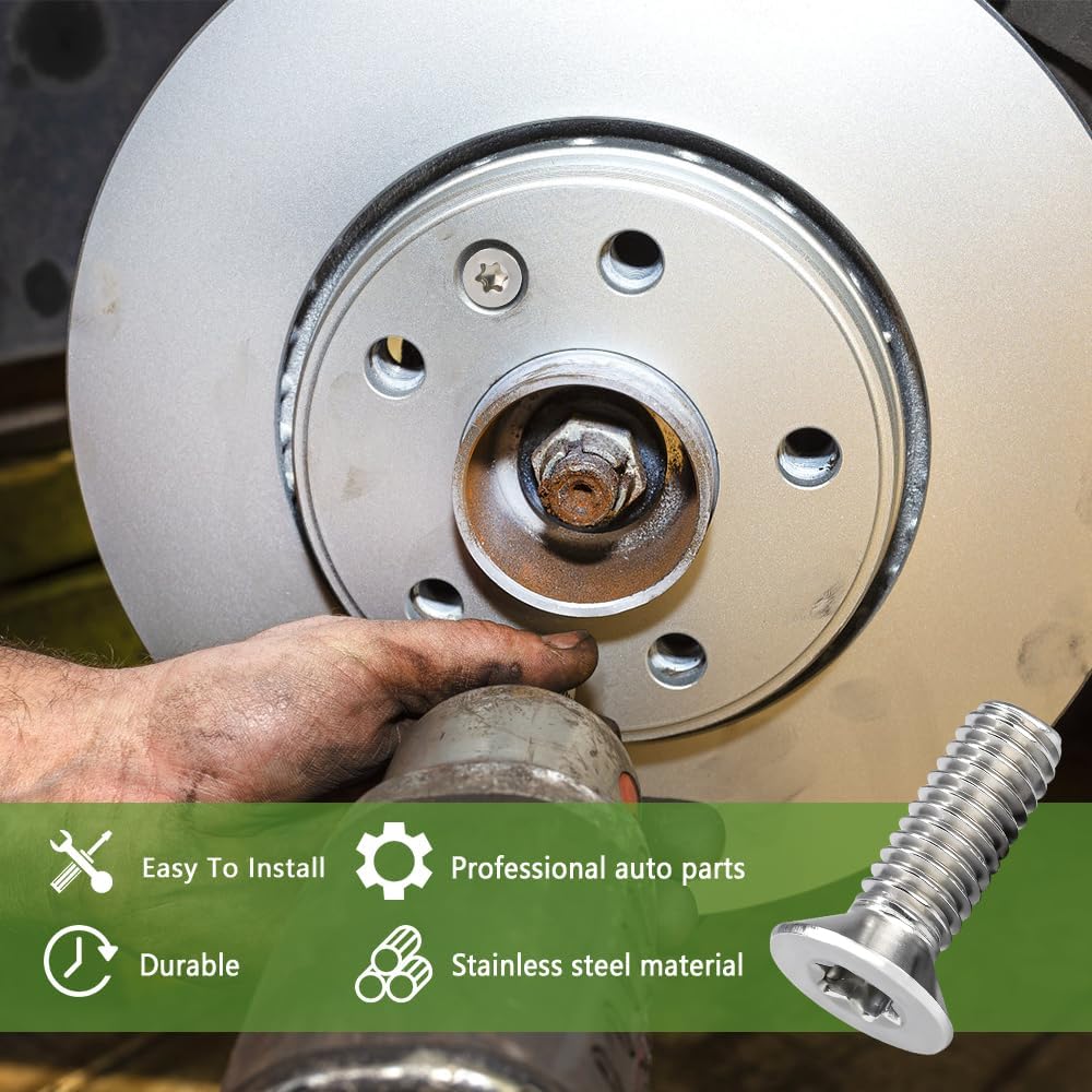 4PCS Stainless Steel Brake Disc Rotor Screws, Brake Rotor Bolt, Automotive Steel Retaining Screws for Front and Rear, 11609271 Retaining Hardware Bolts Kit Fit for Buick Chevry Suburban (4PCS)