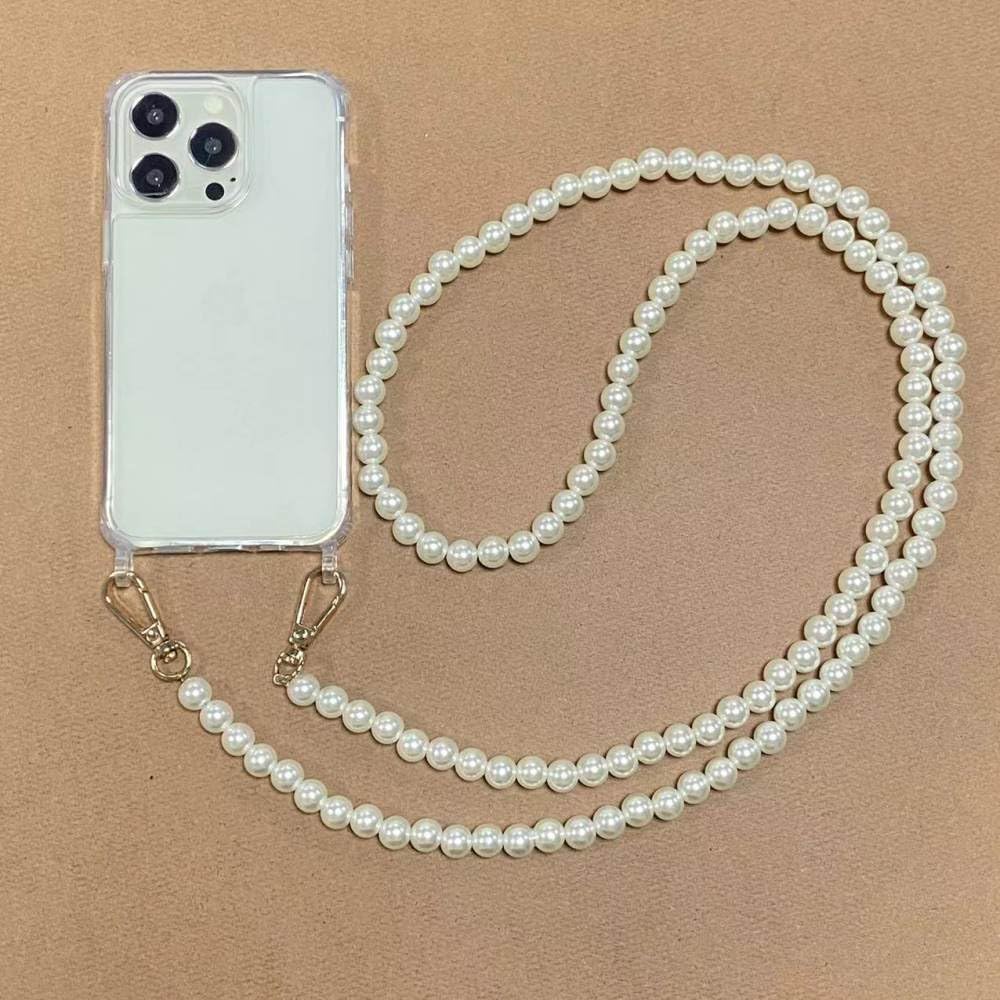 Luxury Crossbody Pearl Chain Strap Lanyard Cord Silicone Phone Case for iPhone 14 13 12 11 Pro Max MiNi X XS Max 7 8 Plus Cover,2,13 PRO MAX