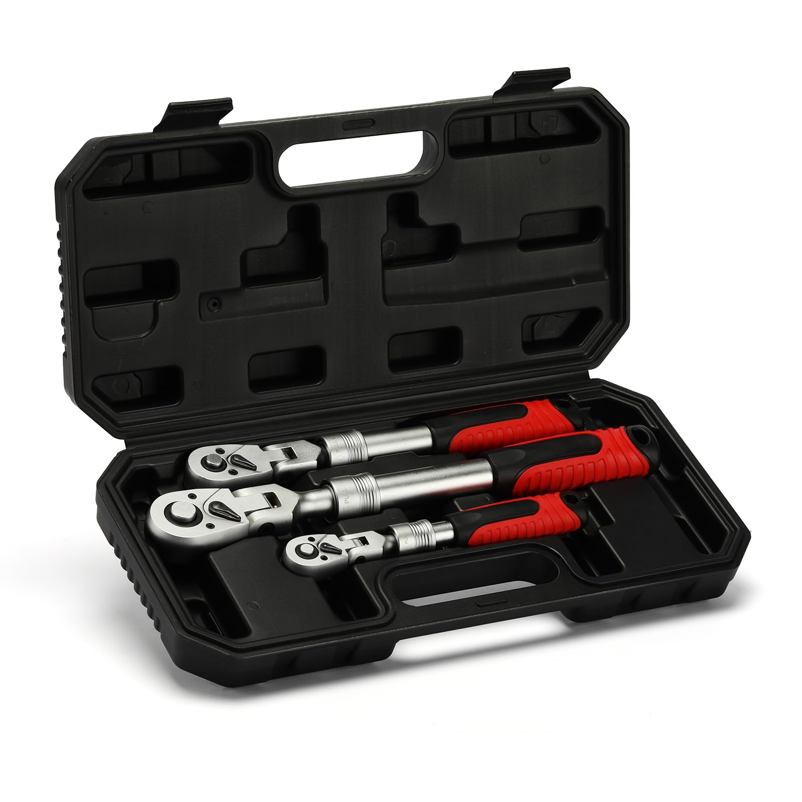 Mayouko Set di 3 chiavi a cricchetto con testa flessibile, attacco da 1/4" e 3/8" e 1/2", 72 denti, CR-V