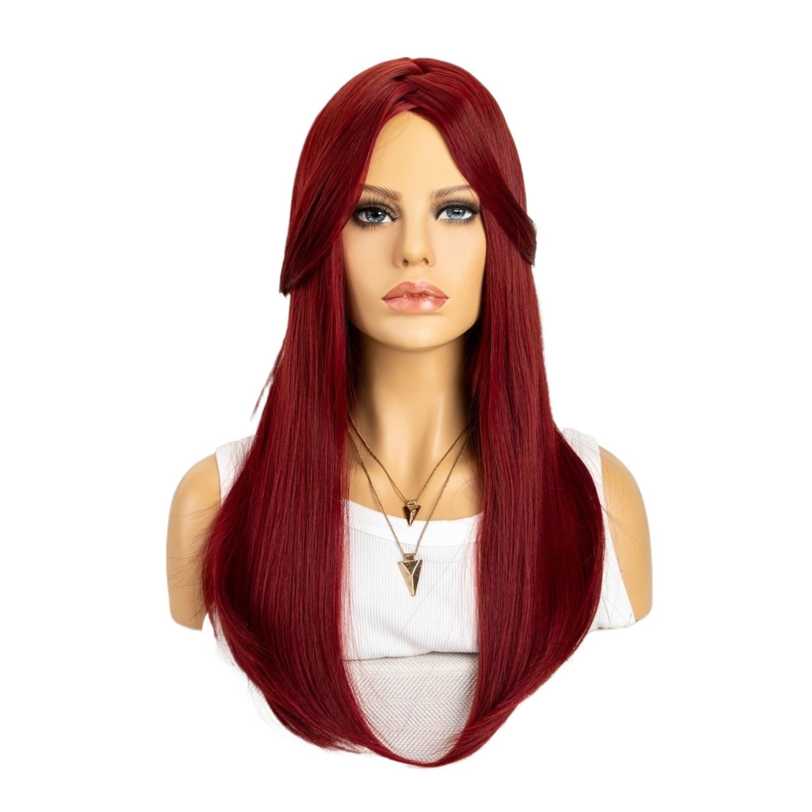 Libangrong-888 Women's One Color Wigs ' Wine Red Figure Eight Bangs, Long Straight Hair Wig Set, Versatile Natural Wig