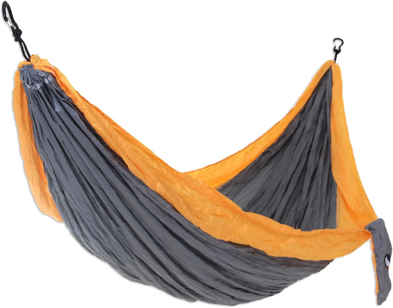 NOVICA Grey with Orange Trim Parachute Portable 2 Person XL Camping Hammock with Hanging Straps, 'Morning Dreams' (Double)