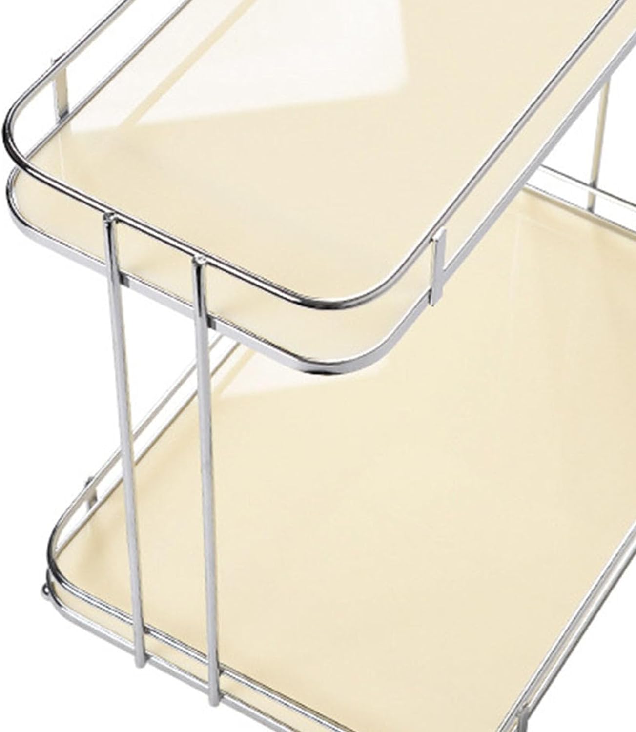 Bathroom Organizer Countertop, 2-Tier Metal Countertop Storage Rack for Perfume, Cosmetics, Makeup, Skincare, and Bathroom Vanity Organizer(Cream White)