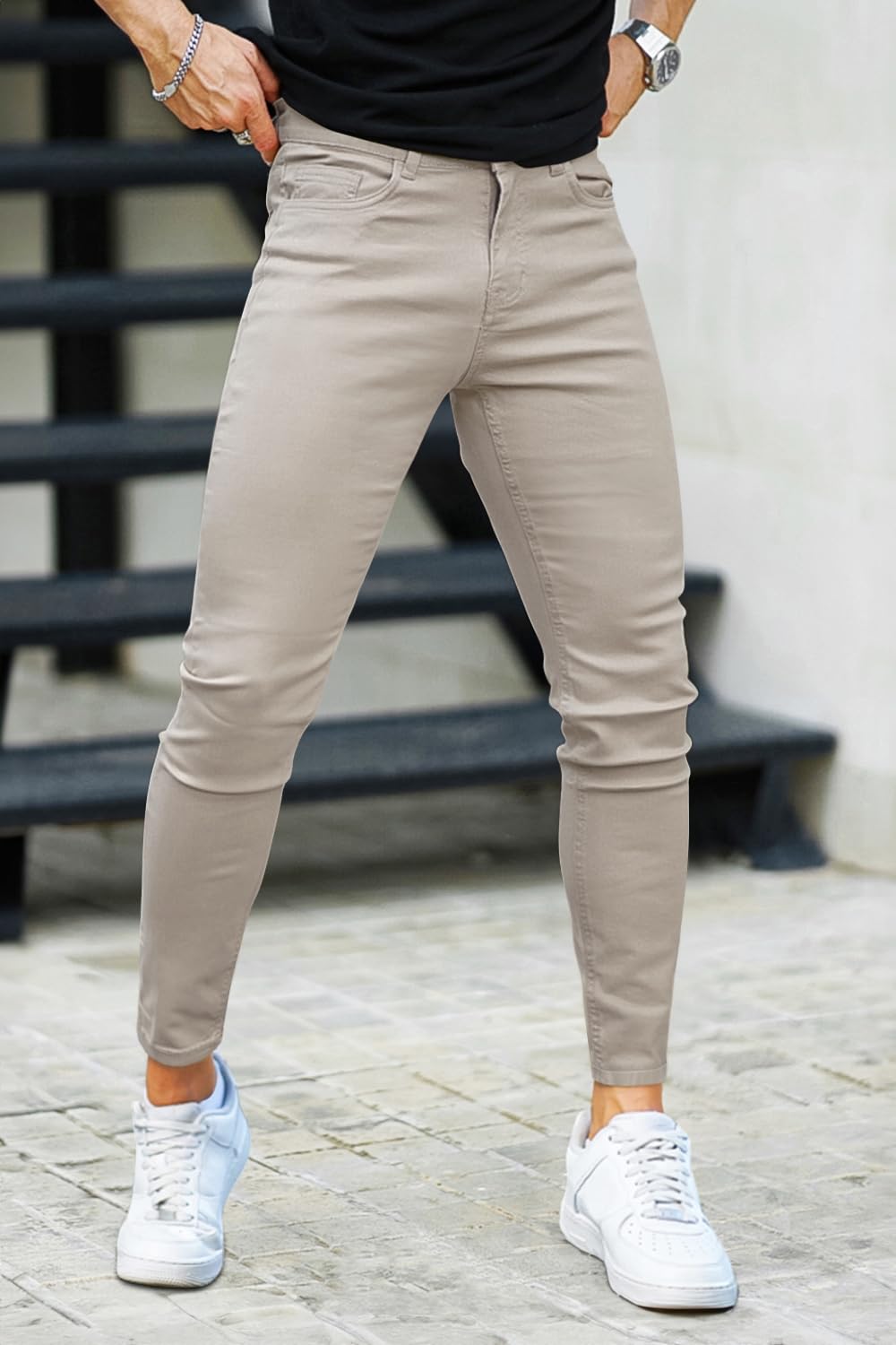 GINGTTO Hombre Pantalón Vaqueros Skinny Fit Super Elasticos Denim Jeans Slim Stretch Pantalones