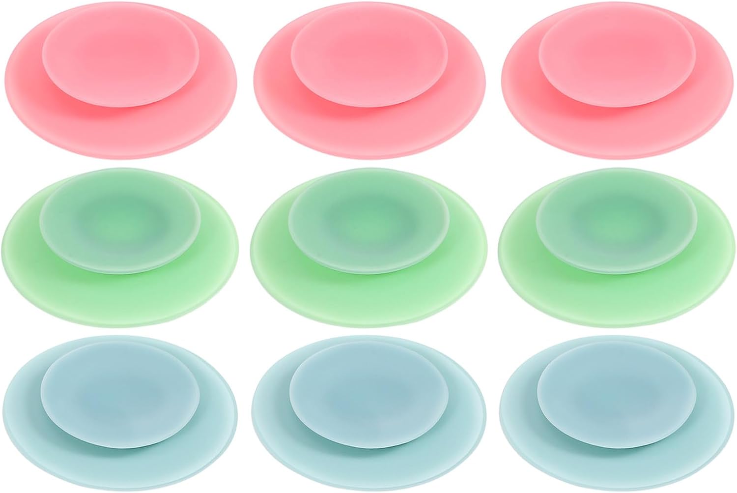 9pcs Silicone Suction Plates | Double Sided Suction Cups Plate Cup | Silicone Utensil Rest Sucker Pads for Dining Table Kids Toddler 3.74x3.74x1.18 Inches