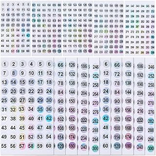 Thinp 15 Sheets 1 to 300 Consecutive Number Stickers, Glitter Small Number Stickers Self Adhesive Round Number Labels for Inventory Storage Organizing DIY Scrapbooks Greeting Cards Arts Craft