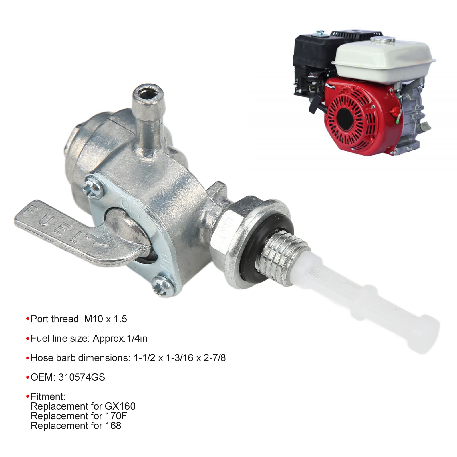Shanrya Valvola del Rubinetto del Gas M10x1.5 310574GS per Generatore di Benzina