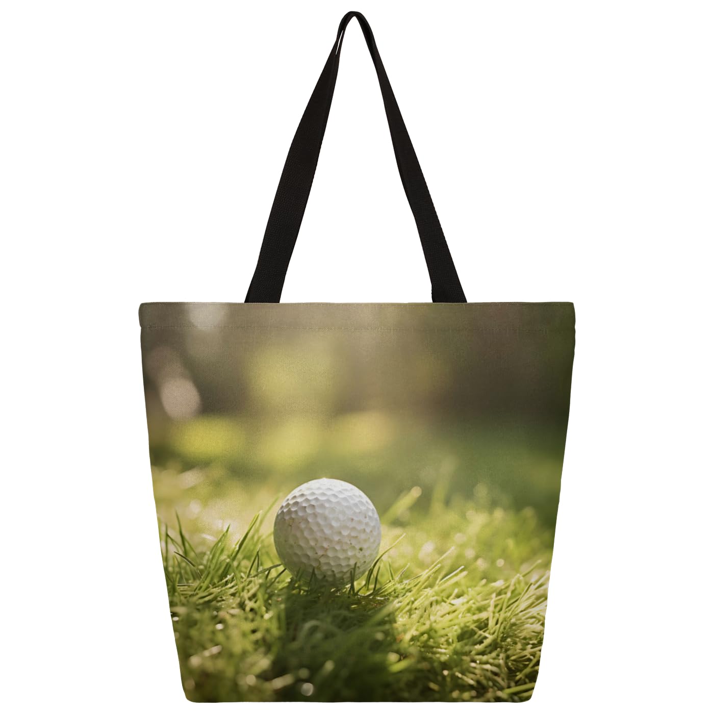 Mularoka Lawn Golf Large Capacity Canvas Tote Bag Stylish Handheld Shoulder Bag Reusable Shopping Bag for Work Travel Beach Trips Shopping