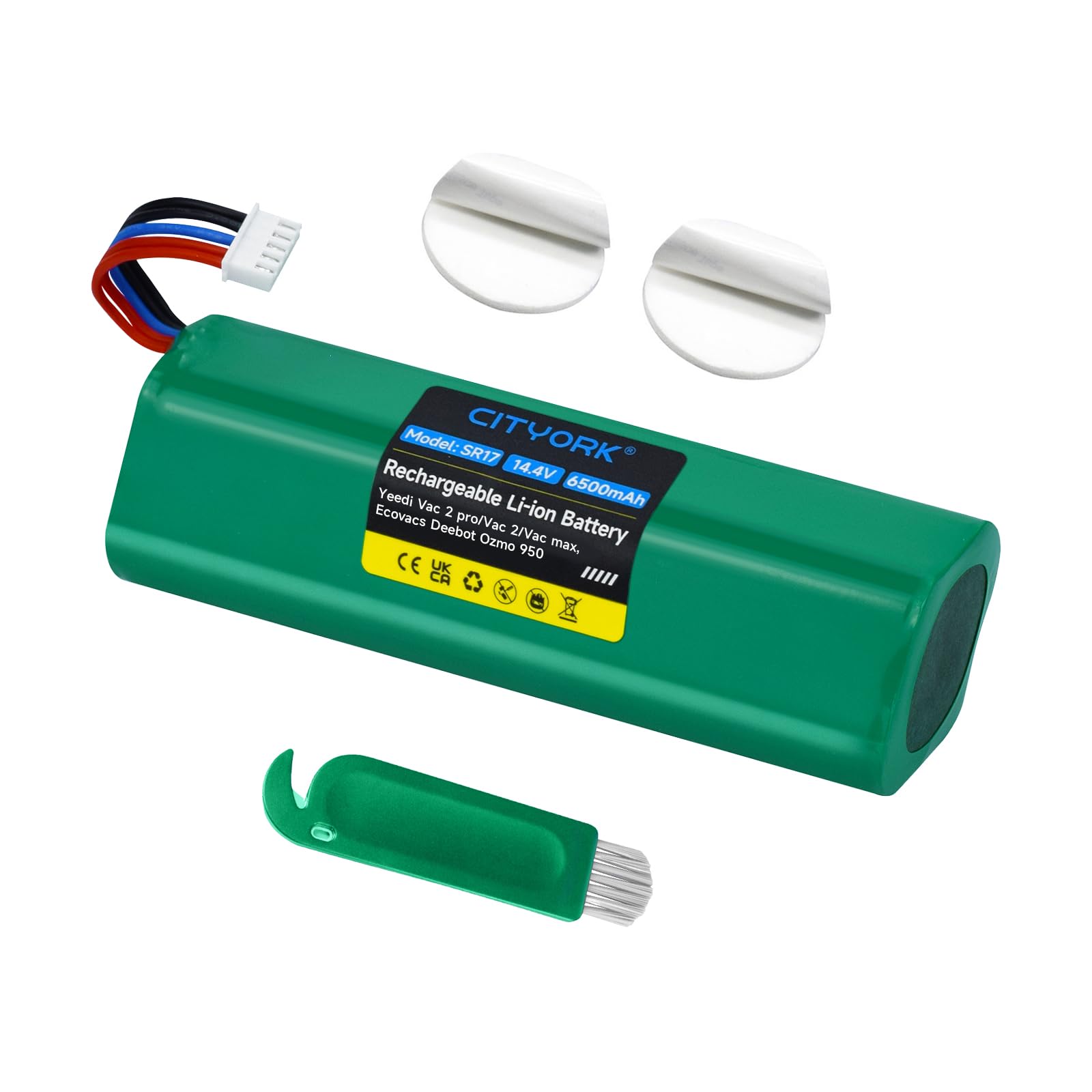 CITYORK Li-ion 6500mAh Ersatz Akku für Yeedi Vac 2 pro/Vac 2/Vac max, Akku für Ecovacs Deebot Ozmo 950, Ozmo 950 DX9G Staubsauger Roboter Ersatzakku