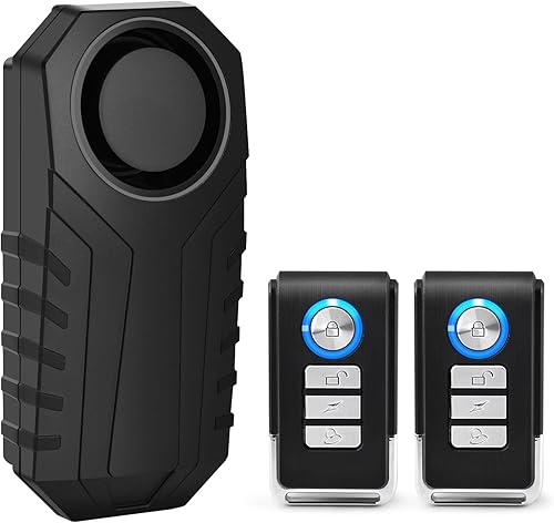 Miniatura 84 de Juego de 2 alarmas inalámbricas para bicicleta con control remoto, alarma antirrobo, alarma inalámbrica con sensor de movimiento, alarma impermeable