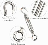 FEPITO 10Pcs Spannschloss-Drahtspanner 304 Haken und Ösenverstellbares Spannschloss M4 Edelstahlspanner-Set für hohe Beanspruchung - 2