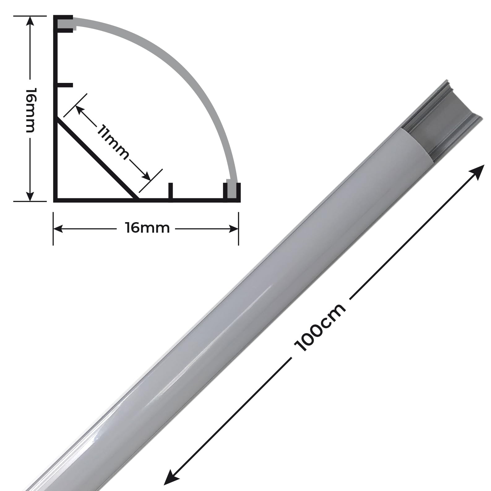 LED ATOMANT Pack 8x Perfil de Aluminio, 1 metro para Tira LED Aluminio 45 grados, (Forma en V), Cobertura Translucida, Tapones y clips para fijacion incluidos