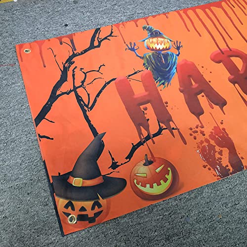 Happy Halloween Banner Scary Halloween Decorations Happy Halloween Banner Outdoor Signs Decor Party Yard Gate Fence Front Door Porch Halloween Party Decorations #TOP6