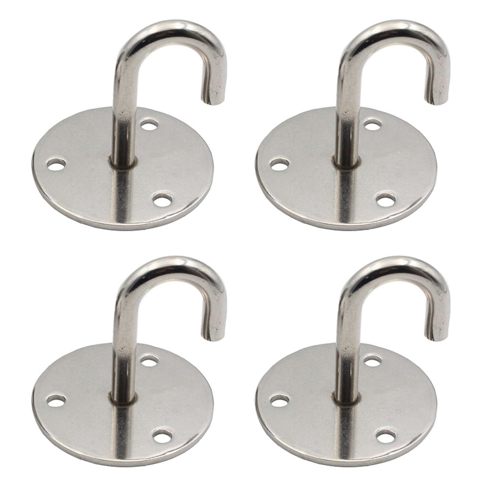 Seeraphee Small Stainless Steel Round Base Screws Mount Ceiling Hooks Hanging Hook For Ceiling Fan Yoga And Hanging Plant Diameter 52Mm 4Pcs