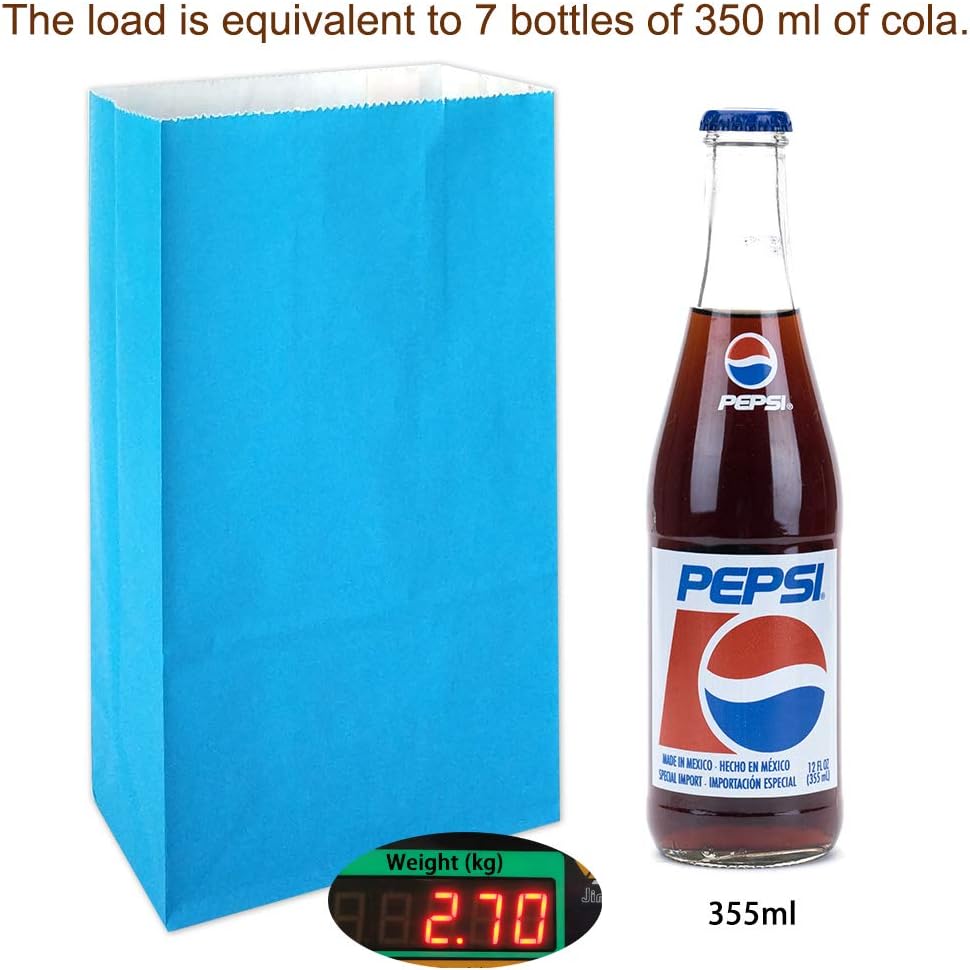KIYOOMY 100 CT Small Paper Bags Blue Goody Bags Kraft Party Bags for Wedding Kid's Birthday Party (Sky Blue, 100 CT - Image 3