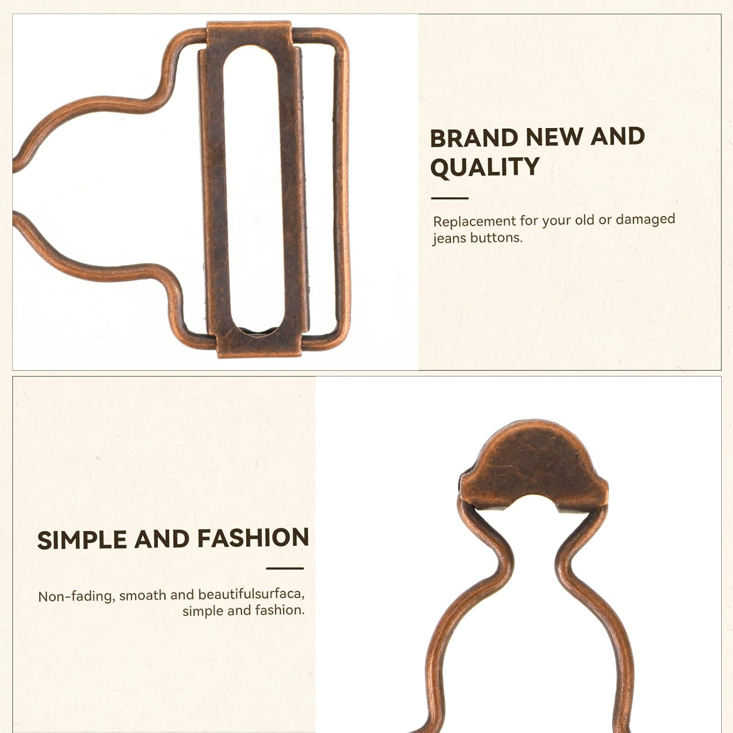 2 Pairs Overall Buckles Replacement Metal Suspender Clips with Rectangle Buckle Overall Braces Buckles DIY Button No-Sew Accessories Adjustable for Overall Bib Pants Trousers Jeans Jacket - Image 4