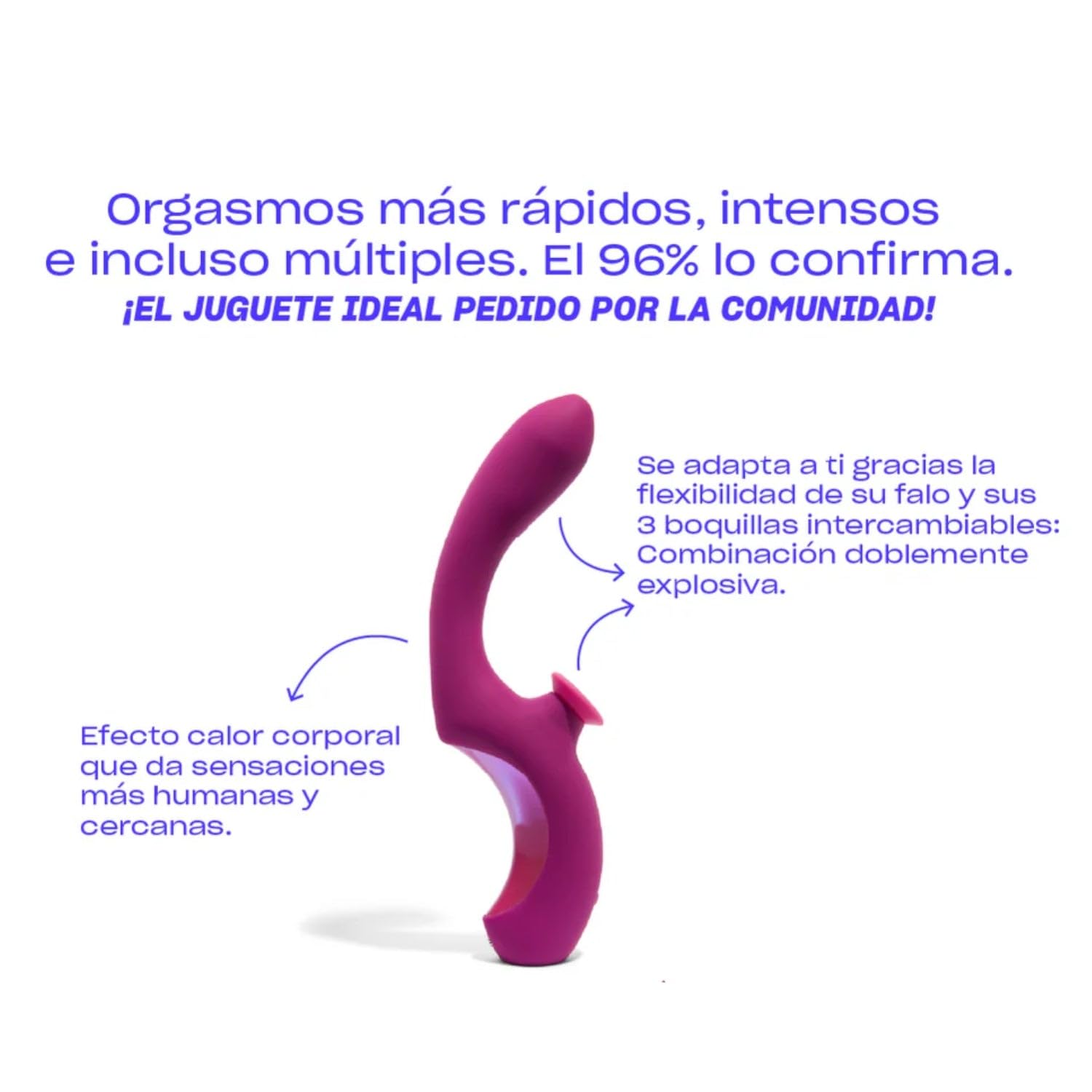 Platanomelón - Succionador con Estimulación Interna Efecto Calor, 4 Velocidades y 14 Niveles Progresivos, Flexible y Recargable - Momba Lavanda oscuro