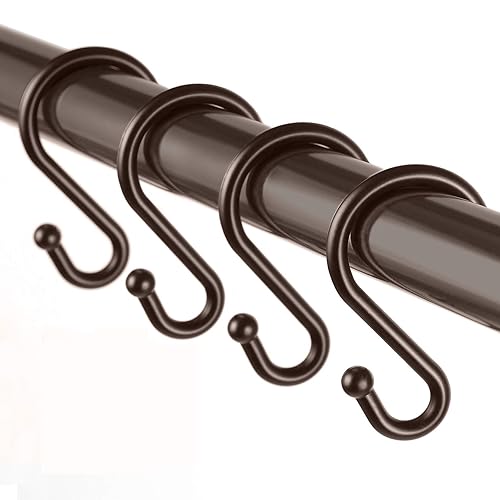 Metal Shower Curtain Hooks，Set of 12 Rings，Rust Resistant S Shaped