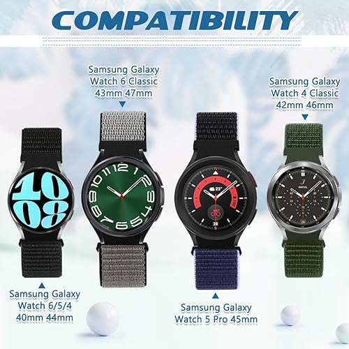 Miniatura 5 de Correa de nailon compatible con Samsung Galaxy Watch 654 de 1.575 pulgadas, 1.732 pulgadas, Watch 6 Classic de 1.654 pulgadas, 1.732 pulgadas, Watch
