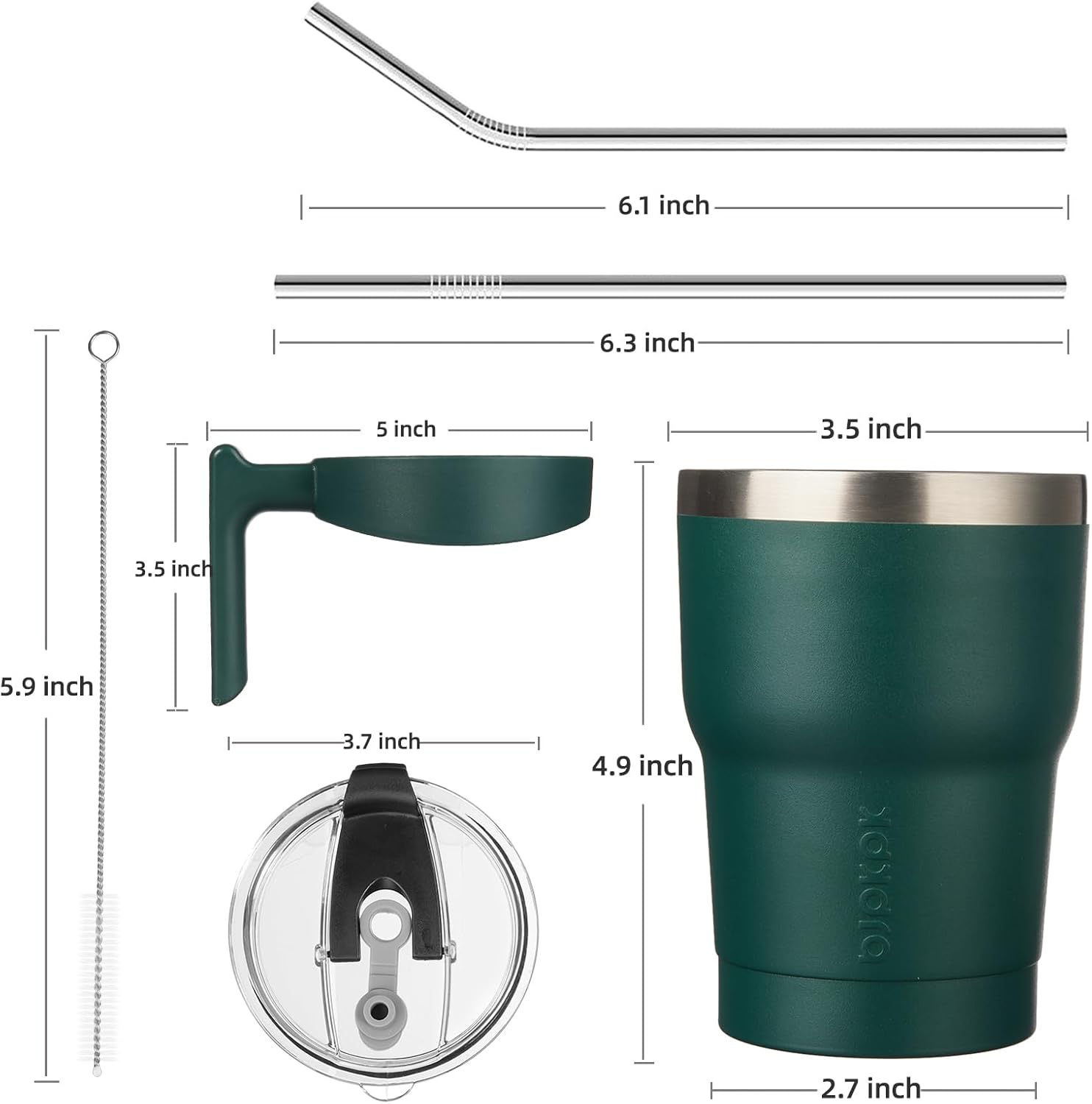 BJPKPK Tumbler With Handle And Straw Lid 10 oz Stainless Steel Insulated Coffee Tumbler Cups For Home, Office or Car,Army Green - Image 3