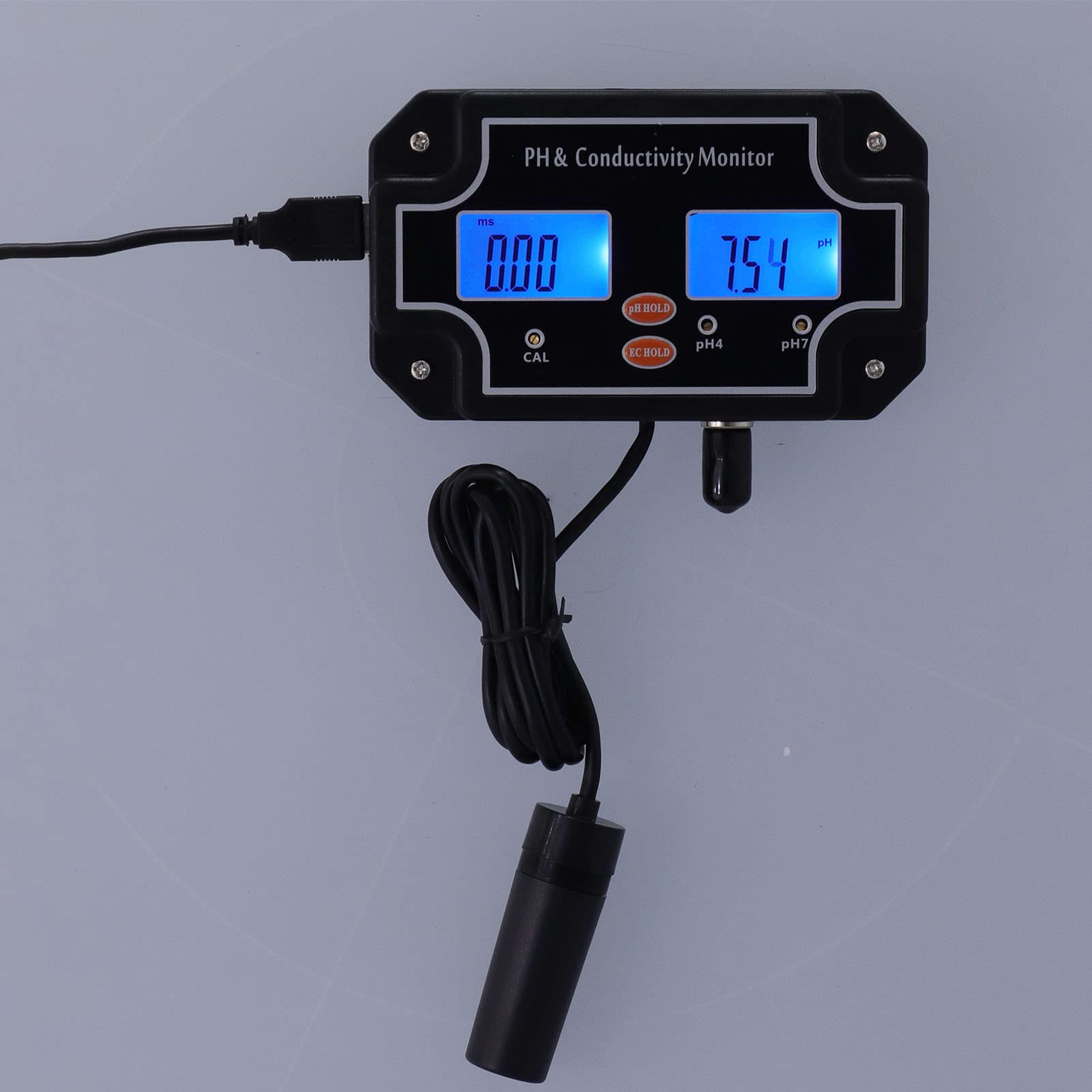 Alvinlite Tester di qualità dell'Acqua, Tester PH/EC 2 in 1 Misuratore di PH Portatile ATC Monitor idroponico DC6V per Acquario di acquari(EU230V)
