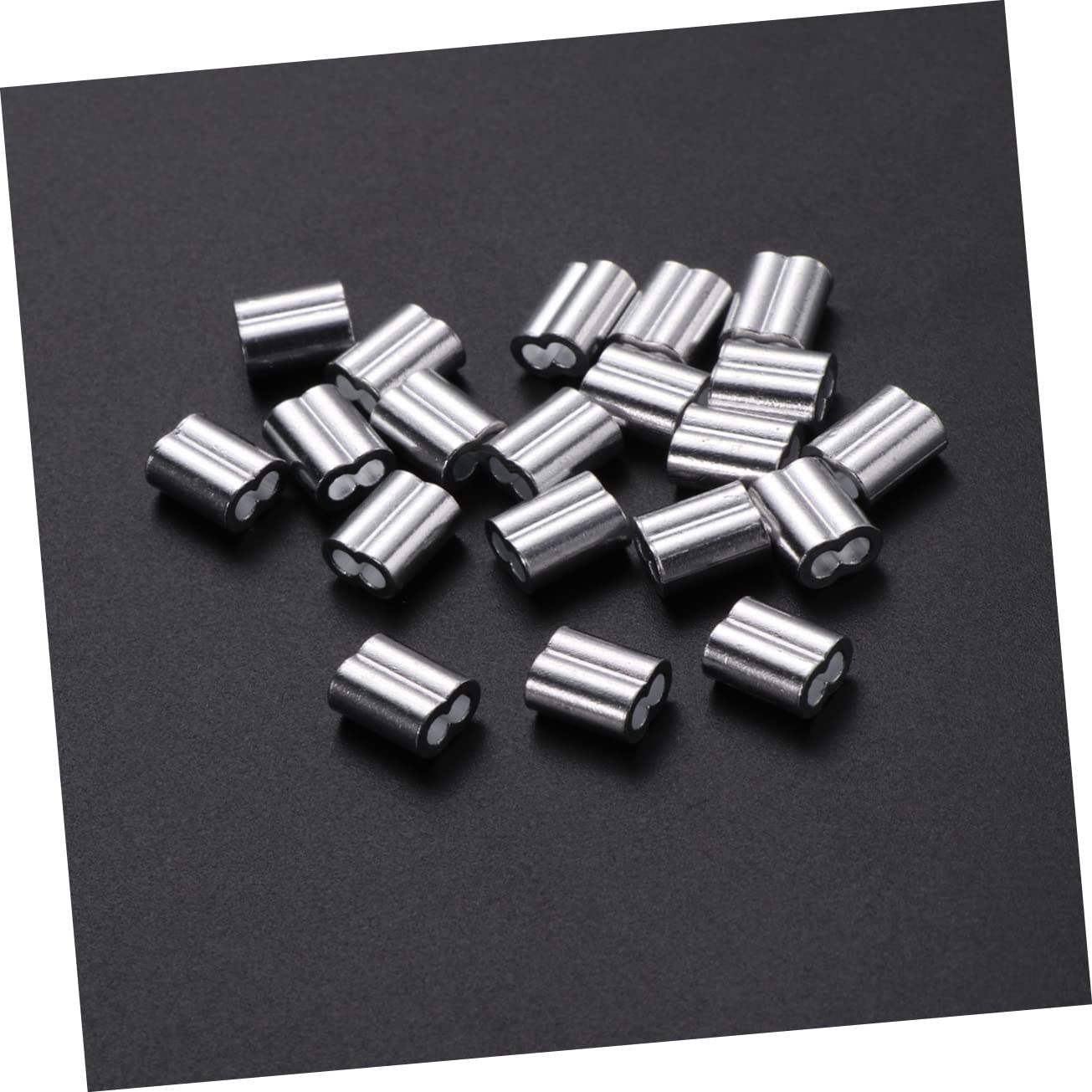 CIYODO 100pcs Steel Rope Joint Aluminum Crimping Loop Sleeve for Wire Cable Crimp