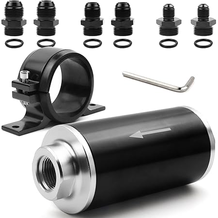 Filtre à Carburant En Ligne 10 Microns - Avec Raccords Adaptateurs AN6/8/10, Marque Bayword