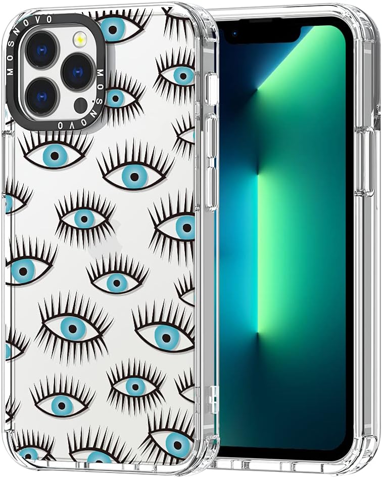 MOSNOVOCompatible with iPhone 13 Pro Max Case, Evil Eyes Print for Girl Women Men [ Buffertech Impact ] Transparent TPU Bumper Clear Phone Case Cover Designed for iPhone 13 Pro Max 6.7 Inch
