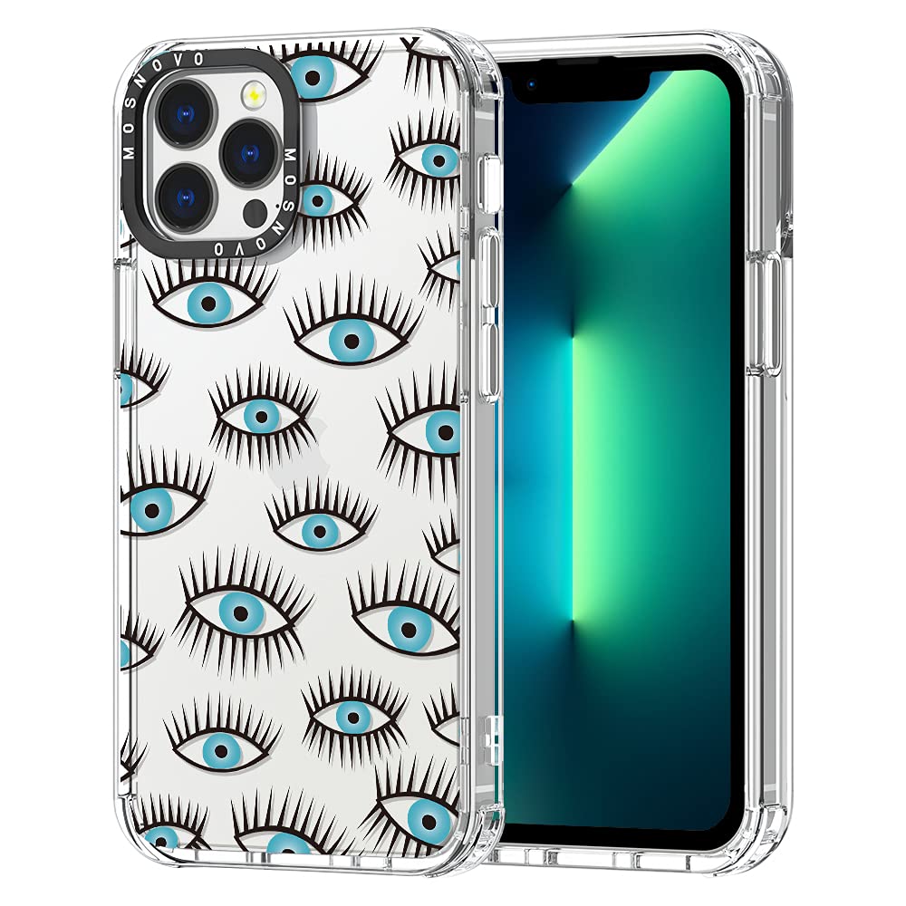 MOSNOVOCompatible with iPhone 13 Pro Max Case, Evil Eyes Print for Girl Women Men [ Buffertech Impact ] Transparent TPU Bumper Clear Phone Case Cover Designed for iPhone 13 Pro Max 6.7 Inch