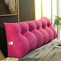 Vista 1 de Almohada grande triangular para cabecero con cuña y respaldo de posicionamiento, almohada de lectura, cojín lumbar para sofá cama con funda Rosa