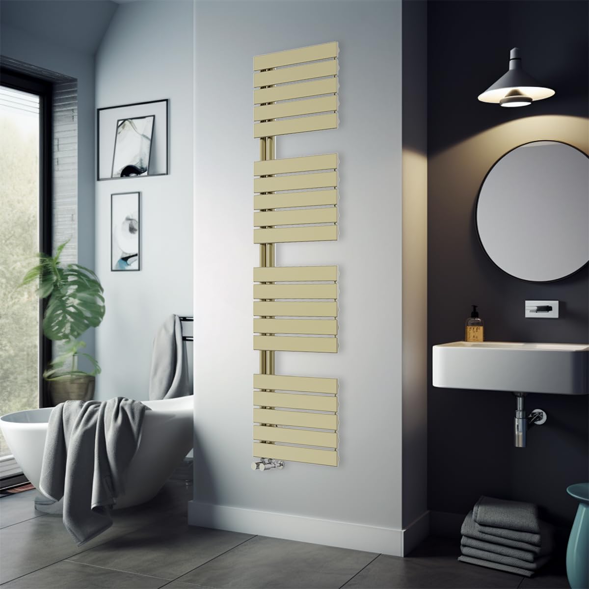 Warmehaus Brushed Brass 1800 X 500Mm Designer Heated Towel Rail Bathroom Ladder Radiator Warmer