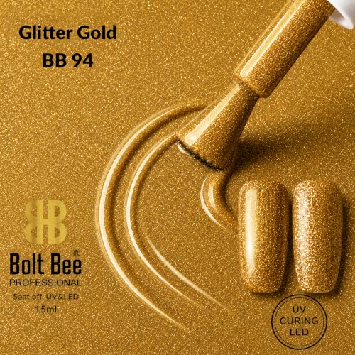 Image of BOLT BEE 15ML Gel Nail Polish 1Pc Clear Pink Glitter Nail Polish Soak Off UV LED Nail Gel Polish Nail Art Starter Manicure Salon DIY at Home, 0.5 OZ (1) (94)
