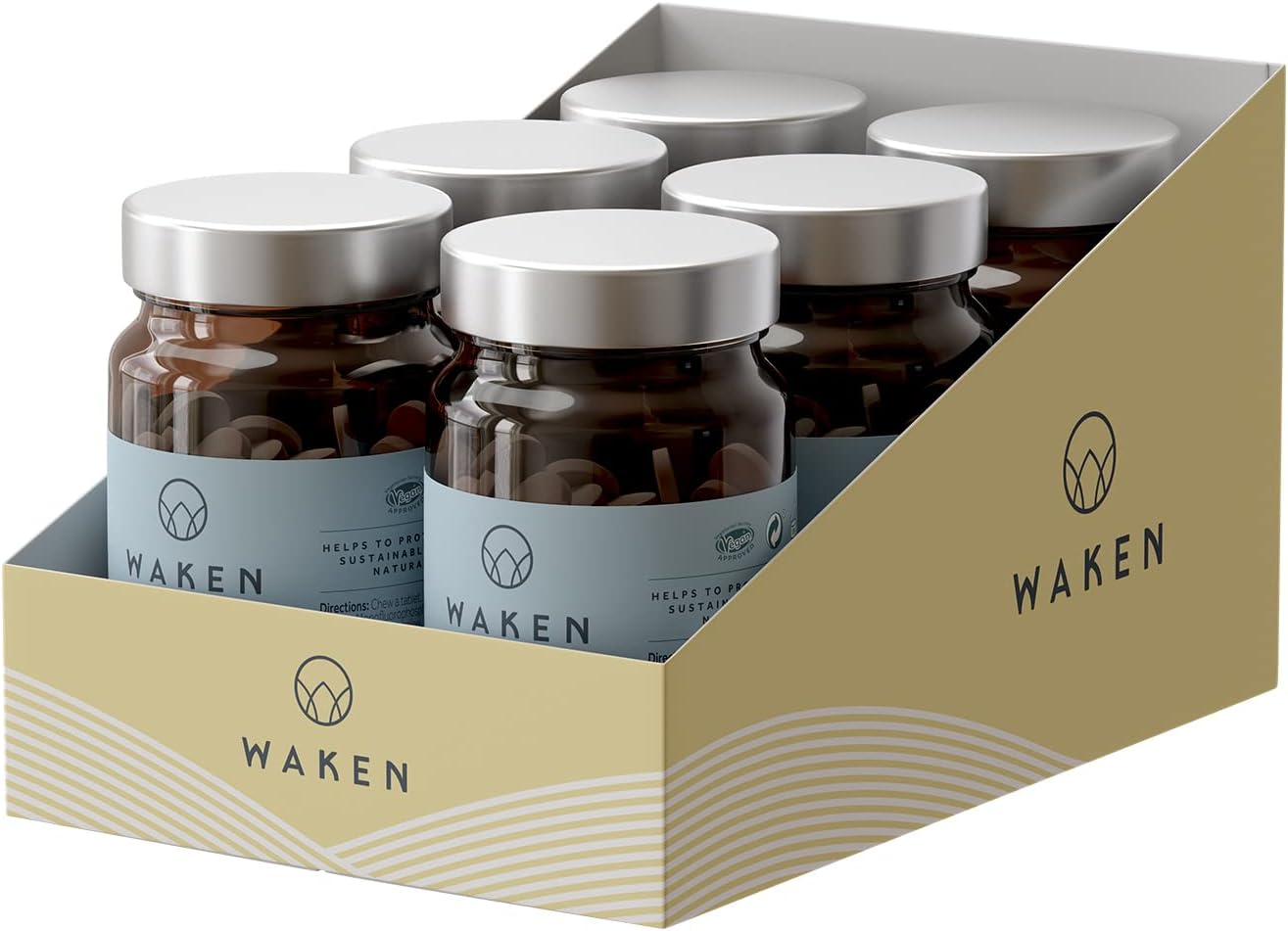 Waken, 6 Pack x 60 Tablets, Waterless Toothpaste Tablets Peppermint