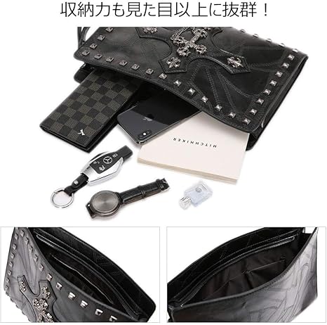 Amazon | [Whatna] スタッズ 2wayセカンド バッグ メンズ