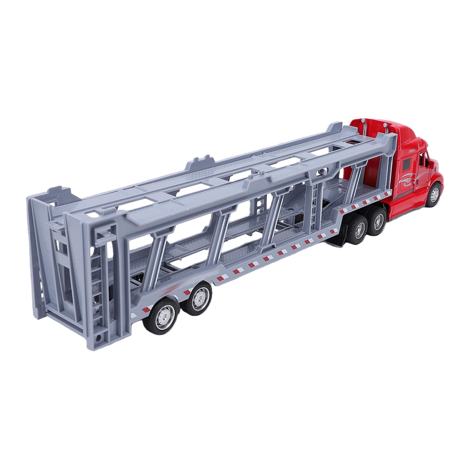 Alomejor 1:48 Alloy Car Carrier, Detailed Replica Truck Model, Functional Trailer, for Multiple Miniature Cars, for Collectors and Enthusiasts Display, Interactive Play (Red)